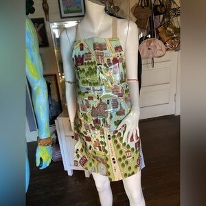 Harrods Green and White Map Print Apron